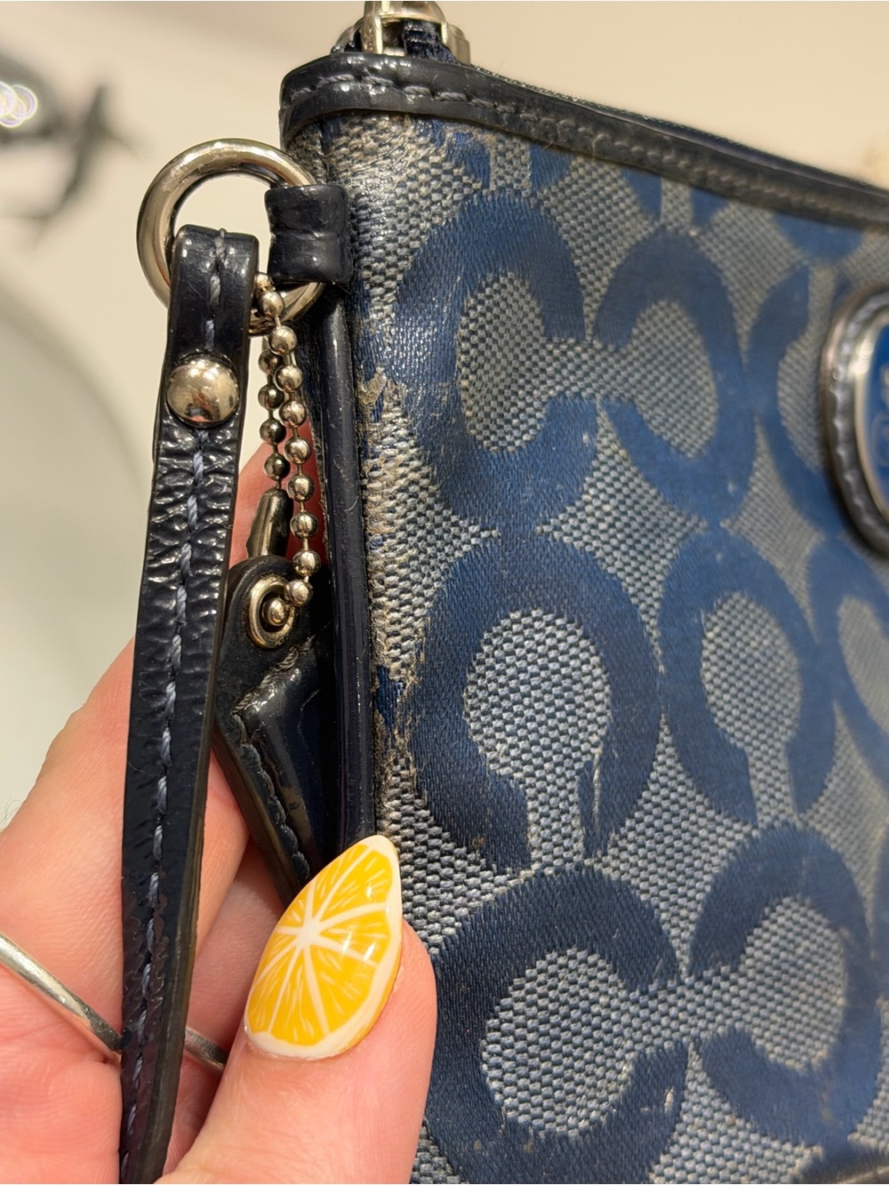 Coach Vintage Navy Signature Wristlet - Picture 6 of 10